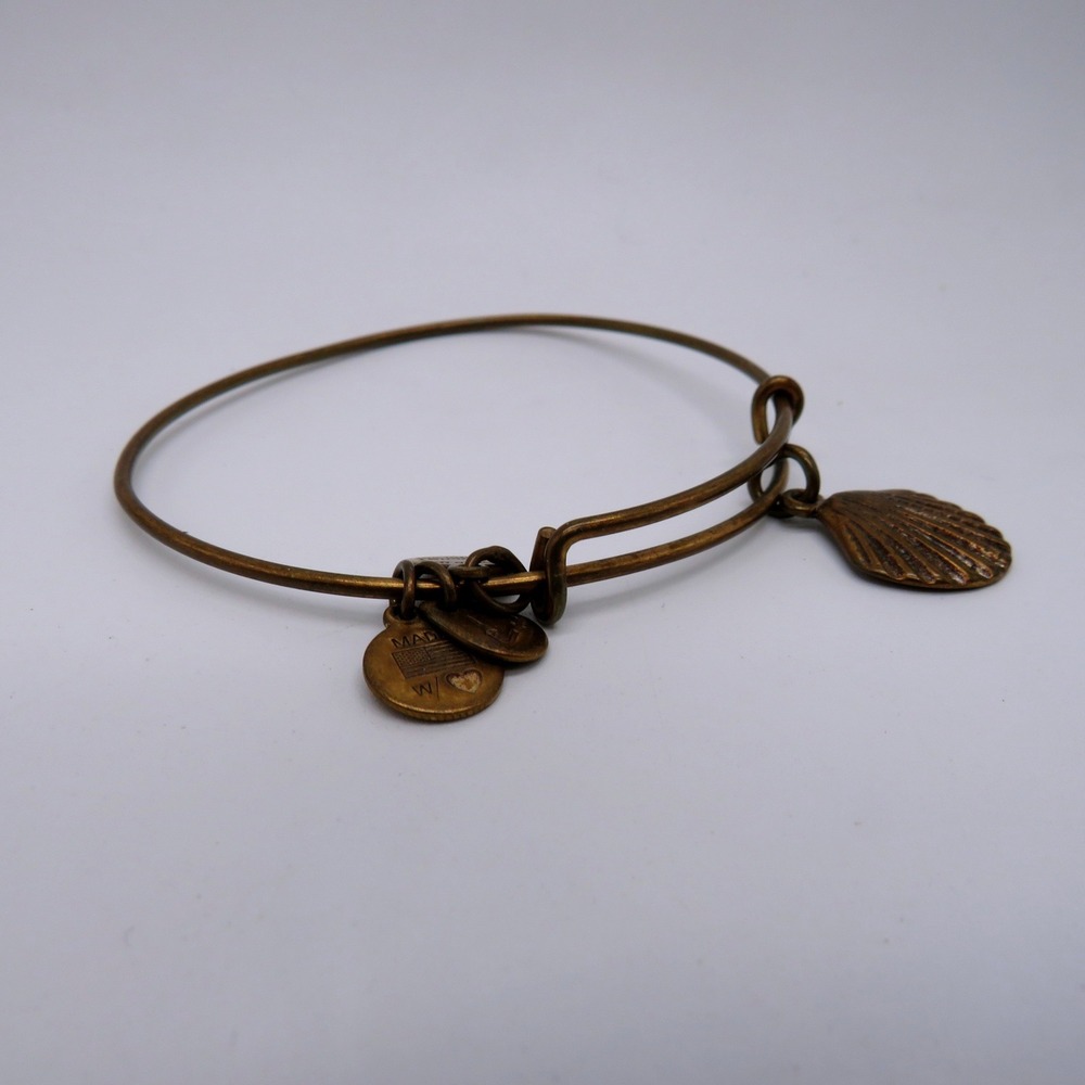 Alex and Ani Rafaelian Gold Scallop Shell Expandable Bangle Bracelet USA